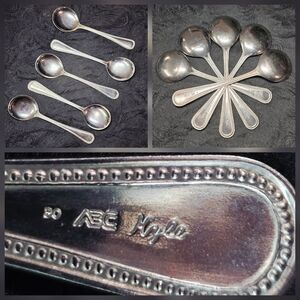Vintage ABC Kyle Silverplate Hostess Table Spoon Set 6 w Roll